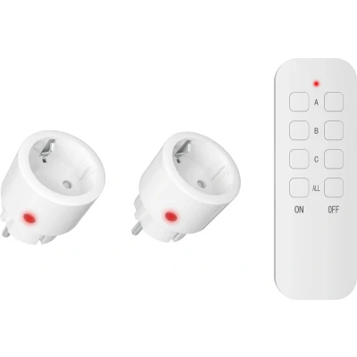Afbeelding van Calex Draadloze Schakelset 2x Schakelaar stekker + Afstandsbediening Bediening voor Binnen 2300W Plug &amp; Play Wit