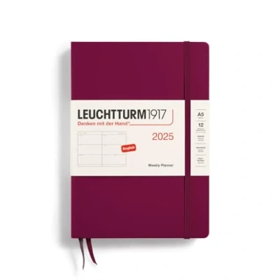 Afbeelding van Leuchtturm1917 Weekly Planner A5 Medium 12 maanden 2025 Hardcover Port Red