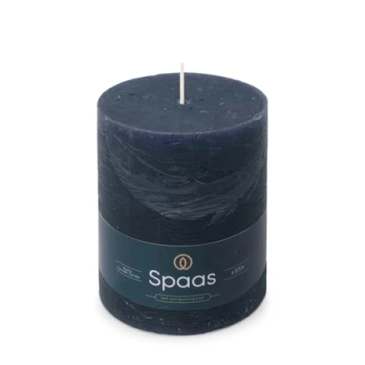 Afbeelding van Spaas Rustieke Pillarkaars 100/130 mm 95u donkerblauw