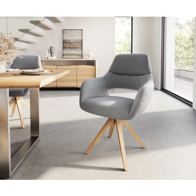 Afbeelding van Draaistoel Yago Flex met armleuning houten frame hoekig structuur lichtgrijs