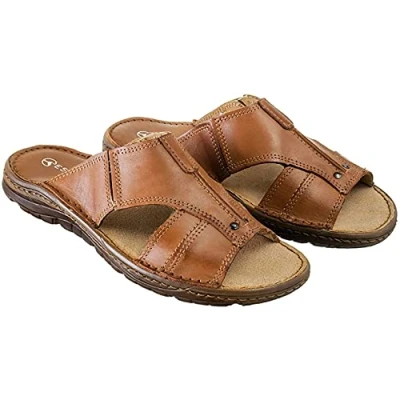 Afbeelding van ESTRO Sandalen Heren Leren Zomer met Antislip Gom Zolen s1 (44 EU, Bruin)