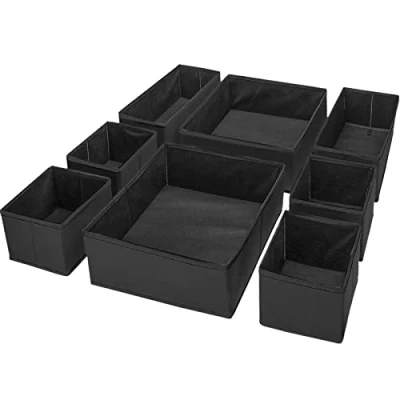 Afbeelding van Puricon Lade organizers Opbergdoos voor Ondergoed Kleding, Opvouwbare Kledingkast kast Divider Cubes Containers Ondergoed, bh&#039;s, Sokken, Sjaals en Stropdassen Zwart
