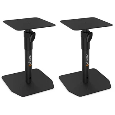 Afbeelding van Audibax Neo STM 20 Bureauhouder voor studiomonitor, in hoogte verstelbaar van 30 tot 37 cm, robuuste stalen basis, universele compatibiliteit met hifi luidsprekers