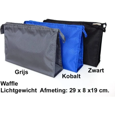 Afbeelding van Rojafit Budget Toilettas Groot Lichtgewicht Waffle Zwart Afmeting: 29 x 8 19 cm.
