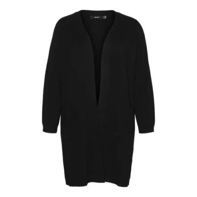 Afbeelding van VERO MODA CURVE Vmcsaba Ls Pocket Coatigan Ga Cur Noos gebreide jas voor dames, zwart, 42/44