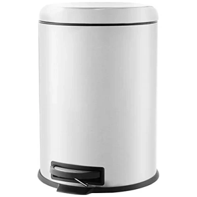 Afbeelding van Amazon Basics Prullenbak, cilindrisch, roestvrij staal, rond pedaal, 20 liter