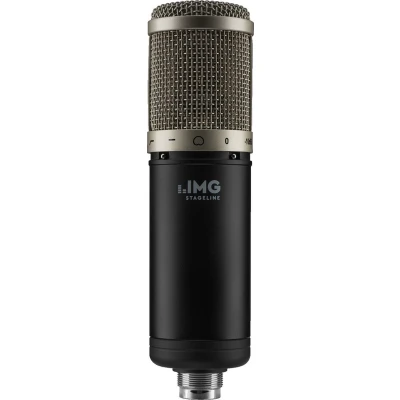 Afbeelding van IMG STAGELINE ECMS 90 Grote diafragma condensator microfoon, vocale en instrumentmicrofoon voor studio gebruik inclusief houder, adapterschroef, windscherm, lederen behuizing, koffer, zwart/zilver