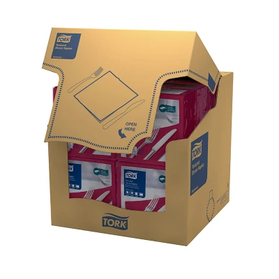 Afbeelding van Tork Textured Dinnerservet 39x39cm 2 laags 1/4 vouw Bordeaux 509417