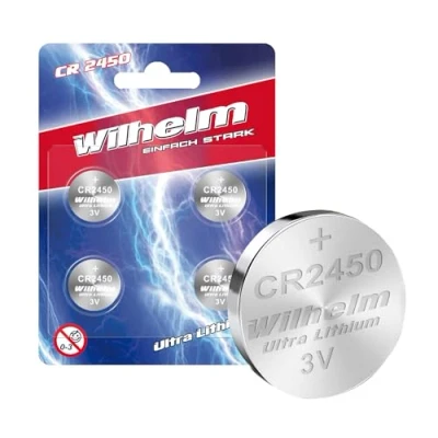 Afbeelding van 4 x CR2450 WILHELM Lithium knoopcel 3V 600mAh ø24,5x5,0mm batterij DL 2450 CR