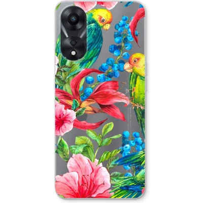 Afbeelding van Case Company® hoesje geschikt voor Oppo A78 5G Papegaaien Soft Cover Telefoonhoesje Bescherming aan alle Kanten en Schermrand