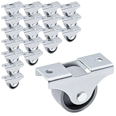 Afbeelding van SKIR&#039;CO (Pack van 20 stuks) Kleine meubelwielen 25 mm, grijze kunststof wielen, niet draaibare, vaste eenrichtingsrichting (20)