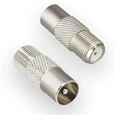 Afbeelding van hb digital 1x SAT antenne adapter: F connector (Satelliet DVB S/S2 connector, vrouwelijk) naar IEC (Kabel TV C, Terrestrial T2 mannelijk) Coaxiale Vernikkeld