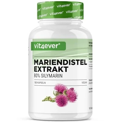 Afbeelding van Mariadistel Extract 180 capsules met elk 500 mg 80% Silymarine gehalte 6 mnd voorraad Laboratoriumonderzoek (gehalte aan werkzame stoffen &amp; zu