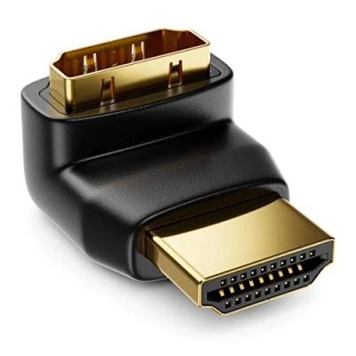 Afbeelding van deleyCON HDMI Hoekadapter 90 Graden Gedraaid Connector naar Ingang Verguld Contact 3D 1080p Full HD Zwart