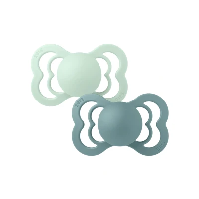 Afbeelding van BiBS Supreme Collection Stage 1 Fopspeen 0/6 maanden 2 stuks Nordic Mint / Island Sea