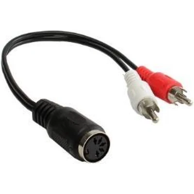 Afbeelding van Alcasa AD 2CS5B tussenstuk voor kabels 2x RCA 5 pin DIN Zwart, Rood, Wit