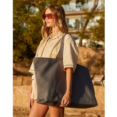 Afbeelding van oversized canvas tote bag shopper beach strandtas grey grijs