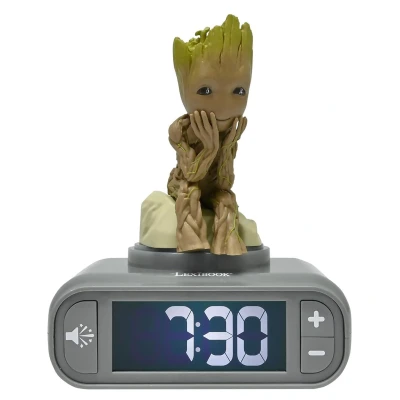 Afbeelding van LEXIBOOK, Marvel Guardians of the Galaxy, Groot nachtlichtwekker, geluiden en melodieën, LCD scherm met achtergrondverlichting, verlicht, sluimeren, grijs/bruin, eenheidsmaat