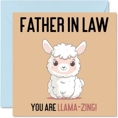Afbeelding van Vaderdagkaarten voor schoonvader lama zing grappige gelukkige verjaardagskaart van schoonzoon, schoondochter, vaderdagkaart schoonvader, 145 mm x grap wenskaarten