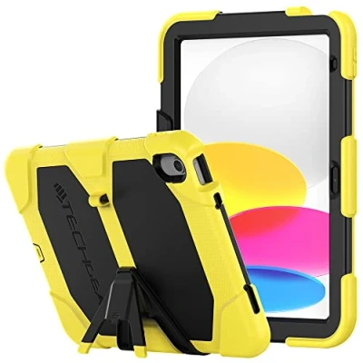 Afbeelding van TECHGEAR G SHOCK Ontwerp voor iPad 10 2022 [10e Generatie] 10,9 inch Stoere Robuuste HEAVY DUTY Armour Schokbestendig Survival Beschermhoes met standaard Kids Schools Builders Workman Case GEEL