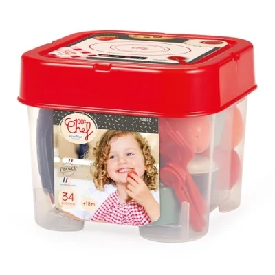 Afbeelding van Ecoiffier 100% Chef Eetset met Speeleten, 34dlg.