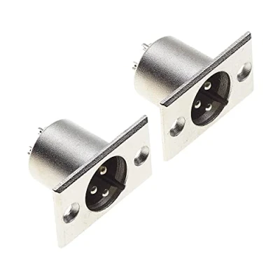 Afbeelding van XLR Plug 3 Pole Chassis Male Jack Pin Panel Mount Connector Met Rechthoek Nickel Plated Frame, Microfoon Speaker Socket Pak Van 2