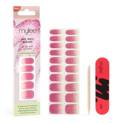 Afbeelding van Mylee Gel Nagelwraps [Pink Stardust] 10 Voorgeharde Gelstickers voor Kant en klare Manicure Geen Lamp Nodig, Chipbestendig, Glanzende Finish, Langdurig Eenvoudig aan te Brengen
