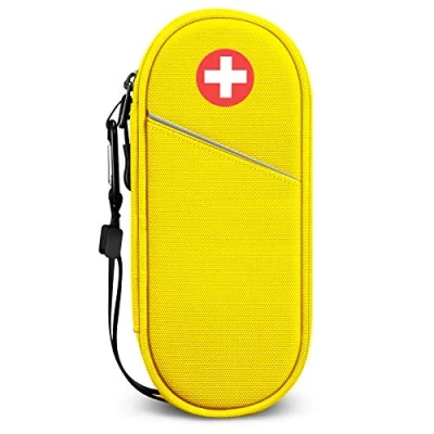 Afbeelding van SITHON EpiPen Medische Draagtas Geïsoleerd, Reismedicatie Organizer Tas Noodzaak voor 2 EpiPens, Astma inhalator, Anti histamine, Auvi Q, Allergiemedicijn Essentials, (Geel)