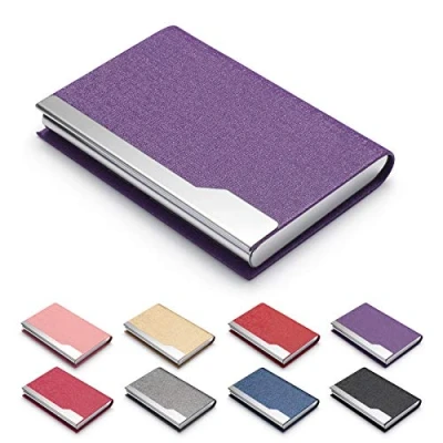 Afbeelding van FACATH Visitekaarthouder Case Luxe PU Lederen Naam Kaarthouder &amp; Roestvrij Staal Multi Card Case, Slanke Metalen Pocket Portemonnee Creditcard ID Case/Houder met Magnetische Sluiting