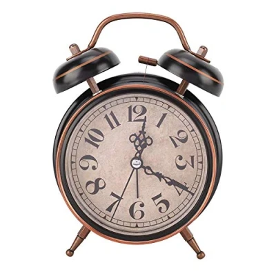 Afbeelding van Atyhao mechanische wekker, 4&quot; retro wekker met nachtlampje handklok dubbel twin bel