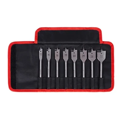 Afbeelding van Starrett set platte houtboren 8 delige KFWDK08 hogesnelheidsstaal HSS 1/4 Inch spadeboren met zeskantschacht gereedschap voor houtbewerking