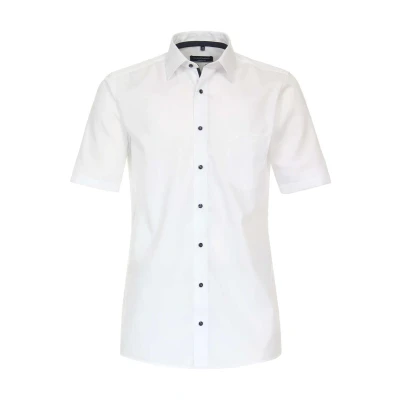 Afbeelding van CASA MODA comfort fit overhemd korte mouw dobby wit Strijkvrij Boordmaat: 52