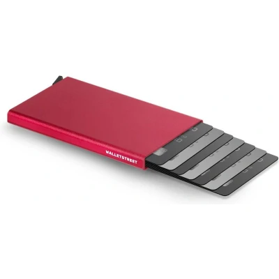 Afbeelding van Walletstreet Uitschuifbare Pasjeshouder DS Type Aluminium Creditcardhouder Card Protector Anti Skim/ RFID 8 Pasjes Rood