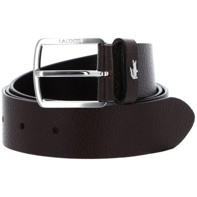 Afbeelding van LACOSTE Leren Riem Elegance Grained Leather Belt W130 Marron Donkerbruin