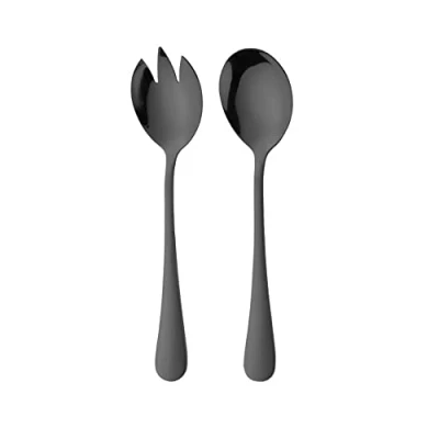 Afbeelding van ARFUKA Salade Servers Rvs Lepel Vork Serveerset Mengen Diner en Lange Handvat Server Set Keuken Koken Gebruiksvoorwerp Bestek Zwart