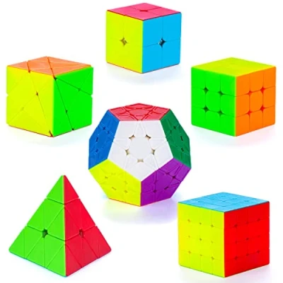 Afbeelding van Coolzon Speed Magic Cube Set, 6 stuks magische kubus, 2 x 2, 3 3, 4 4, piraminx Megaminx Skewb kubus zonder stickers, zacht speelgoed voor kinderen en volwassenen, Kerstmis,