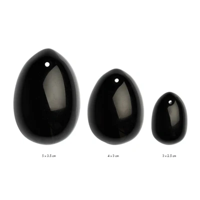 Afbeelding van La Gemmes 3 delige Yoni Egg Set Zwarte Obsidiaan
