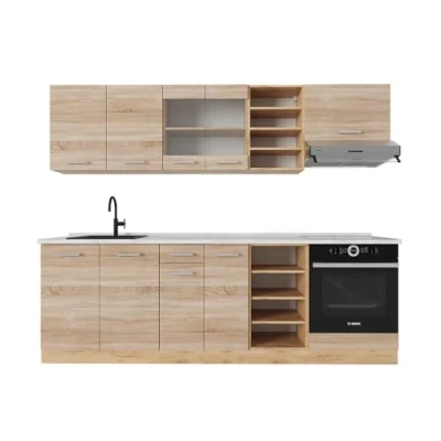 Afbeelding van Vicco Complete keukeneenheid R Line, Sonoma/Goudkraft eik, 240 cm , WB Marmer