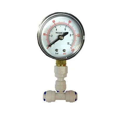 Afbeelding van The Water Filter Men Aquarium drukmeter RO omgekeerde osmose installatie met 1/4 leidingen