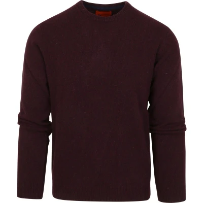 Afbeelding van Suitable Pullover Wol O Hals Bordeaux maat XXL Heren met Modern fit Pasvorm Herenkleding