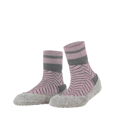 Afbeelding van FALKE Dames Cosyshoe Herringbone scheerwol lang met patroon anti slip noppen gestreept 1 paar pantoffelsokken, grijs (grey mel. 3270), 37 38