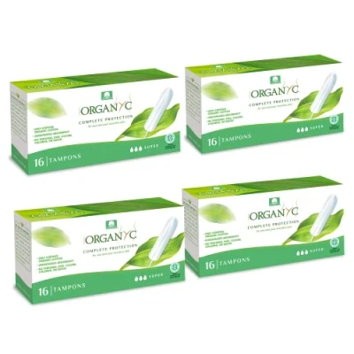 Afbeelding van Organ(y) c, tampons van 100% gecertificeerd biologisch katoen voor sterke dagen, 4 verpakkingen elk 16 stuks (in totaal 64 stuks)