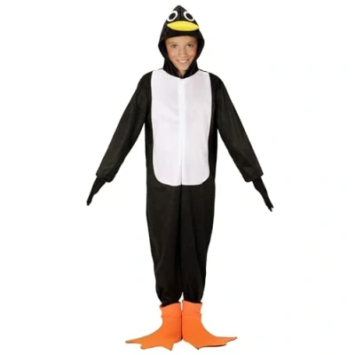 Afbeelding van Widmann Pinguin Kostuum Peter Jongen Zwart Maat 140 Carnavalskleding Verkleedkleding