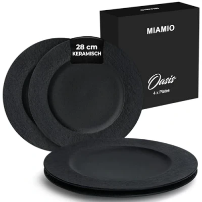 Afbeelding van MIAMIO 28 cm, Ensemble de 4 assiettes plates/service vaisselle en céramique modernes, adaptées au micro ondes et lave Collection Oasis