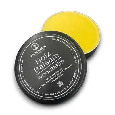 Afbeelding van Baumhirsch Houten balsem houtwas made in Germany voedselveilig gecertificeerd 100% natuurlijke bijenwas en lijnolie (60 ml, citroengras)