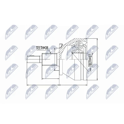 Afbeelding van Homokineet reparatie set, aandrijfas NTY NPZ VW 036