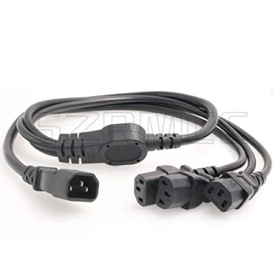 Afbeelding van SZRMCC UPS PDU Server Y Splitter Voedingskabel IEC320 C14 naar 3 x C13 10A 250V Verlengkabel (3xc13 1m)