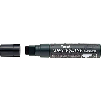 Afbeelding van Pentel SMW56 krijtmarker Wet Erase Jumbo, wigvormige punt 3,5 10,5 mm zwart