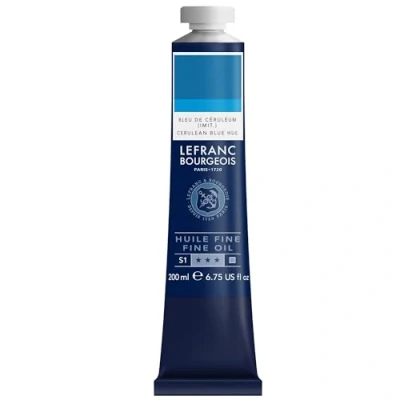 Afbeelding van Lefranc Bourgeois 301829 Fijne olieverf van uitstekende kwaliteit, lichtecht met een gelijkmatige consistentie, tube 200 ml, ideaal voor spieraammen, canvas, schilderbord Ceruleumblauwe kleur