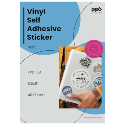 Afbeelding van PPD A4 x 40 vellen Inkjet PREMIUM Vinyl Stickerfolie Wit Mat Zelfklevend speciaal gecoat voor full colour prints in fotokwaliteit scheurvast en duurzam 38